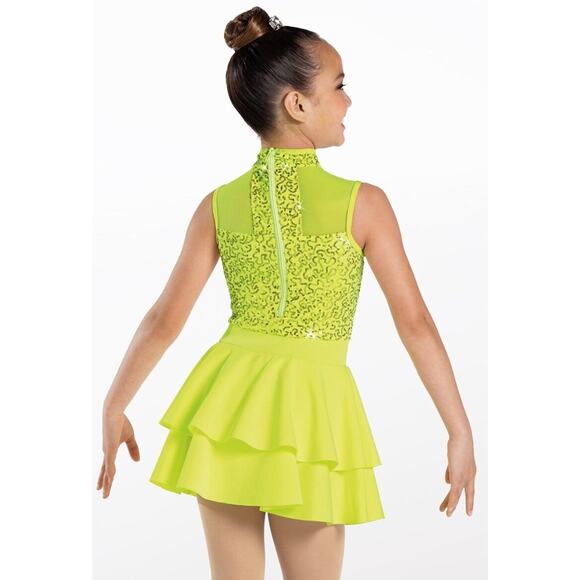 Dance Costume Weissman 13024 Small Adult Pink Jazz Sequin Tap Pageant Dress Tutu - Picture 2 of 3